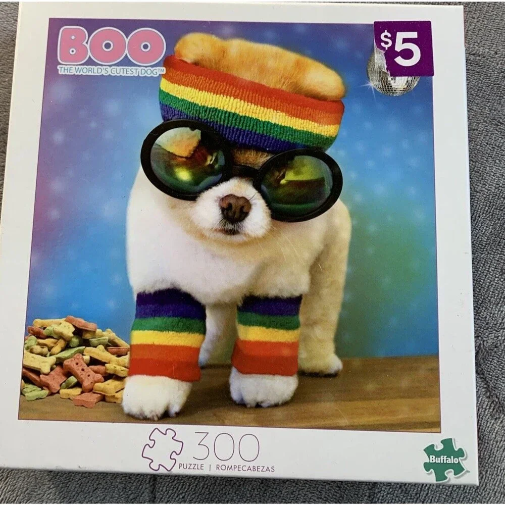 Buffalo Games 300 Piece Puzzle Boo The World's Cutest Dog Let's Party USED